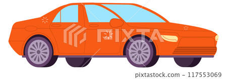 Red sedan car icon. Modern road auto Red sedan car icon. Modern road auto 117553069