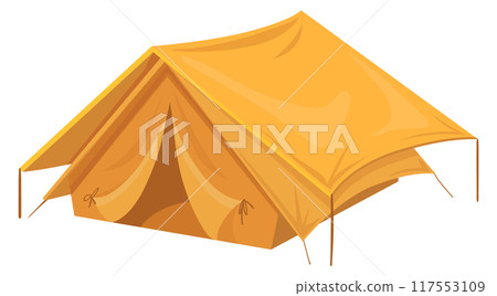 Travel tent. Outdoor picnic shelter cartoon icon Travel tent. Outdoor picnic shelter cartoon icon 117553109