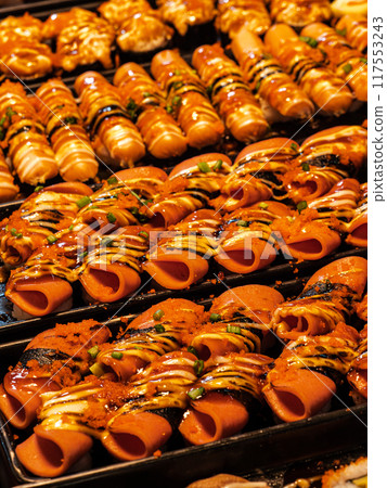 Street Food Sausage Sushi in Thailand 117553243