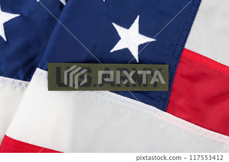 US ARMY Branch Tape on national USA flag 117553412