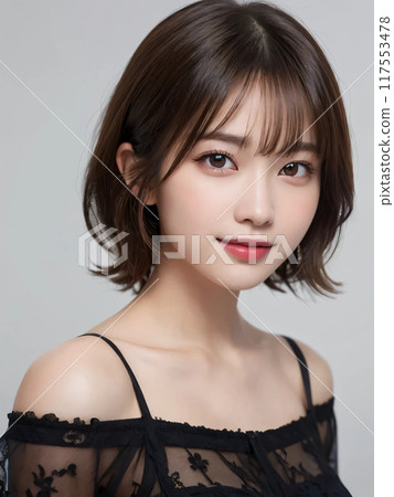 短髮女人溫柔微笑 117553478