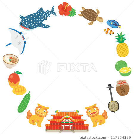 Okinawa cute illustration frame 117554359