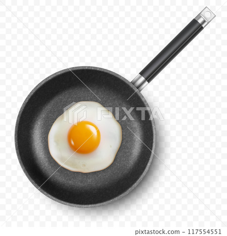 Vector 3d Realistic Fried Egg in the Frying Pan, Closeup Isolated in Top View. Design Template of Scrambled Eggs, Fried Egg, Omelette. Delicious Breakfast, Food, Culinary Concept Vector 3d Realistic Fried Egg in the Frying Pan, Closeup Isolated in Top View. Design Template of Scrambled Eggs, Fried Egg, Omelette. Delicious Breakfast, Food, Culinary Concept 117554551