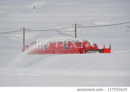 Shinetsu Main Line Nihongi-Kanzan JR East DD14-327+DD14-332 (Nagaoka) Special snow removal train Special snow 117555629