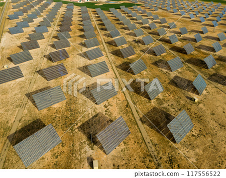 Solar power station. Solar panels in the desert Solar power station. Solar panels in the desert 117556522