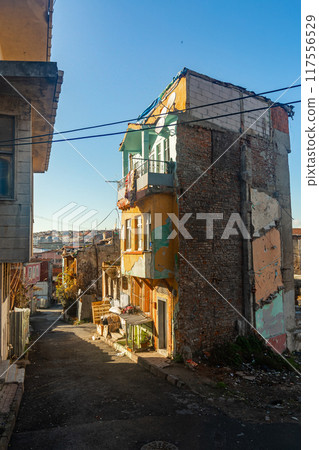 Dilapidated residential buildings in Eminonu quarter of Istanbul Dilapidated residential buildings in Eminonu quarter of Istanbul 117556529