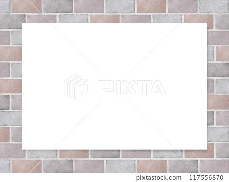 White paper frame on a brick wall in watercolor style background illustration 117556870
