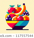 碗裡五顏六色的水果的插圖 117557544