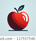 紅蘋果插畫_綠色背景 117557546