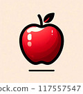 紅蘋果插畫_粉紅色背景 117557547