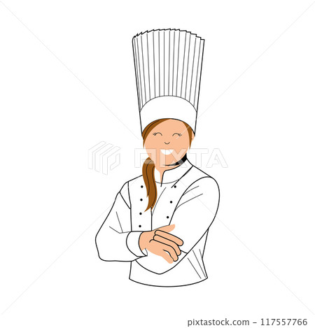 Smiling female chef worker character Vector 117557766