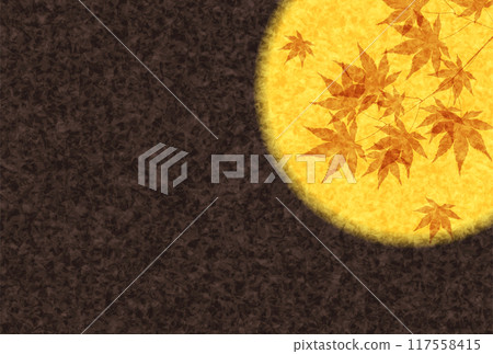 Autumn leaves, moon, Japanese pattern, background 117558415