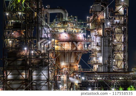 《Mie Prefecture》 Factory night view, Yokkaichi Petrochemical Complex 117558535