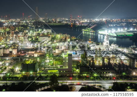 《Mie Prefecture》 Factory night view, Yokkaichi Petrochemical Complex 117558595