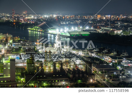 《Mie Prefecture》 Factory night view, Yokkaichi Petrochemical Complex 117558596