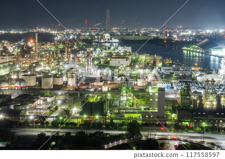 《Mie Prefecture》 Factory night view, Yokkaichi Petrochemical Complex 117558597