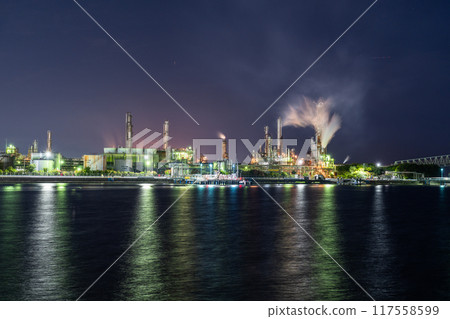 《Mie Prefecture》 Factory night view, Yokkaichi Petrochemical Complex 117558599