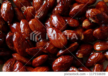 Handmade caramelized almonds Caramel almonds Handmade caramelized almonds Caramel almonds 117558699