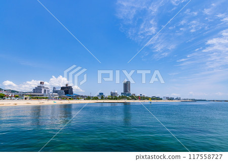Scenery of Suma beach in early summer at Suma Seaside Park in Suma Ward, Kobe City 117558727