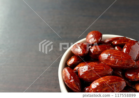 Handmade caramelized almonds Caramel almonds Handmade caramelized almonds Caramel almonds 117558899