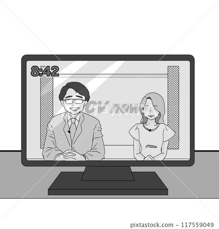 早晨新聞節目的圖片（電視播音員和主播） 117559049