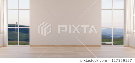 A spacious, contemporary, bright, and clean unfurnished room features an empty white wall. A spacious, contemporary, bright, and clean unfurnished room features an empty white wall. 117559137