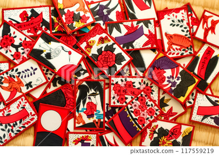 Hanafuda cards filling the screen 117559219