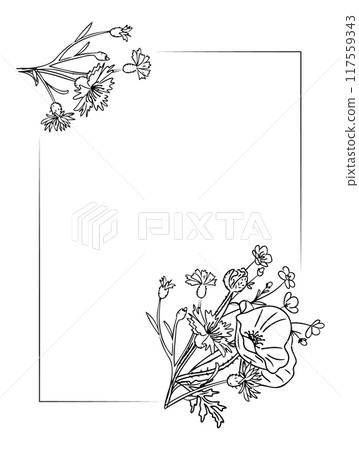 Wedding invitation template with doodle flowers 117559343
