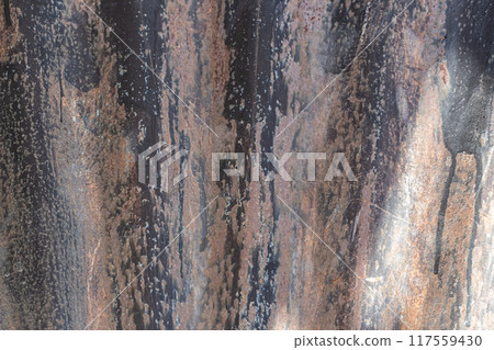 The texture of a rusty zinc wall weathered by the weather 117559430