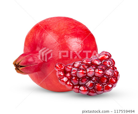 Pomegranate fruit isolated on white background 117559494