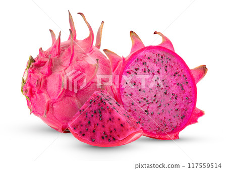 Dragon fruit, pitaya isolated on white background 117559514