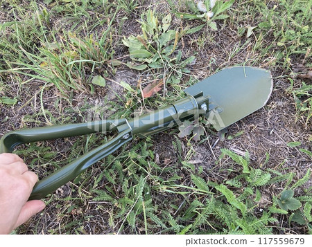 Sapper shovel for survival on a hike 117559679