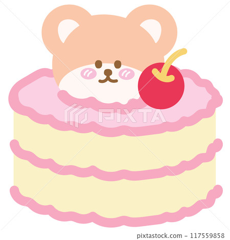 Cake pound with teddy bear and cherry for sweet dessert, cafe, restaurant, menu, recipe, baking, sticker, cartoon character, mascot, comic, plush toy, doll, brunch, birthday party, card, zoo, souvenir Cake pound with teddy bear and cherry for sweet dessert, cafe, restaurant, menu, recipe, baking, sticker, cartoon character, mascot, comic, plush toy, doll, brunch, birthday party, card, zoo, souvenir 117559858