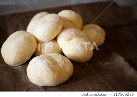 White bread on the table White bread on the table 117560256