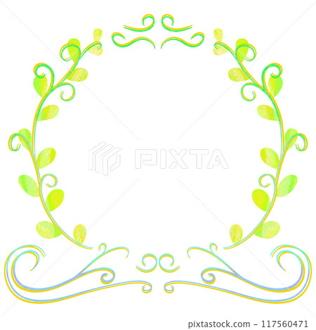 Flower and leaf green illustrated photo frame Flower and leaf green illustrated photo frame 117560471