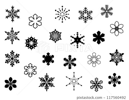 Monochrome snowflake icon set 117560492