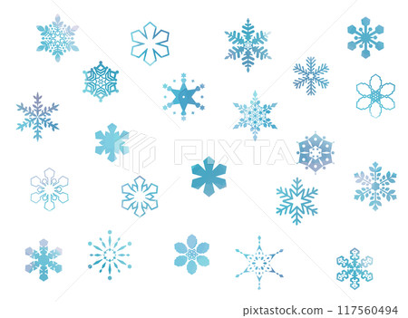 藍色雪花圖示集 藍色雪花圖示集 117560494