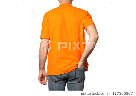PNG,A guy in a yellow T-shirt, isolated on white background 117560867