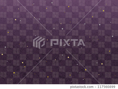 日本紙方格圖案金葉紫色背景圖 日本紙方格圖案金葉紫色背景圖 117560899
