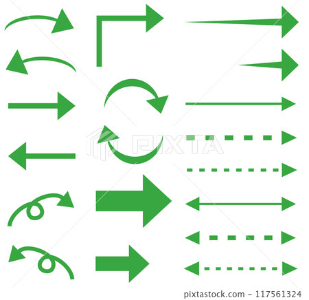Simple green arrow illustration set Simple green arrow illustration set 117561324