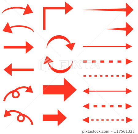 Simple red arrow illustration set Simple red arrow illustration set 117561325