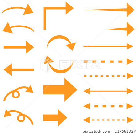 Simple yellow arrow illustration set Simple yellow arrow illustration set 117561327