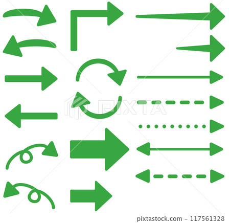 Simple green rounded arrow illustration set 117561328