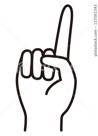 手的向量插圖。手勢、手指、指向、圖示、線條 117561343