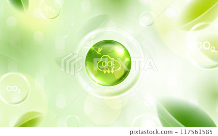 Reduce CO2 or carbon concept in bubbles. CO2 emission using clean energy and limit global warming. green business from renewable energy. vector design. 117561585