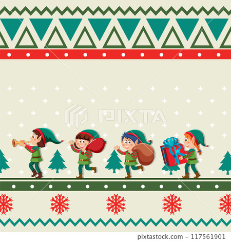 Christmas Elves in Festive Parade 117561901