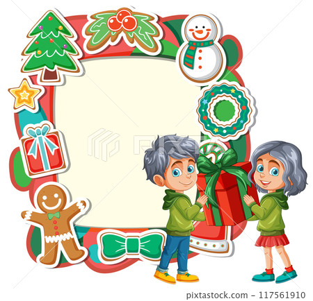 Children Exchanging Christmas Gifts Children Exchanging Christmas Gifts 117561910