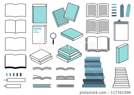 Simple book illustration set Books Bookstore Icon Illustration 117561996