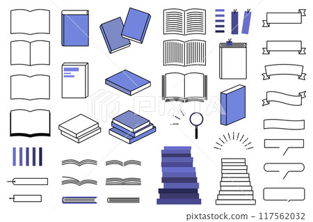 簡單的書籍和框架插圖集，書籍，書店，圖標，插圖 117562032