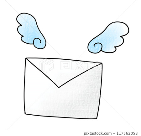 A simple, loose, flying letter in analog style 117562058